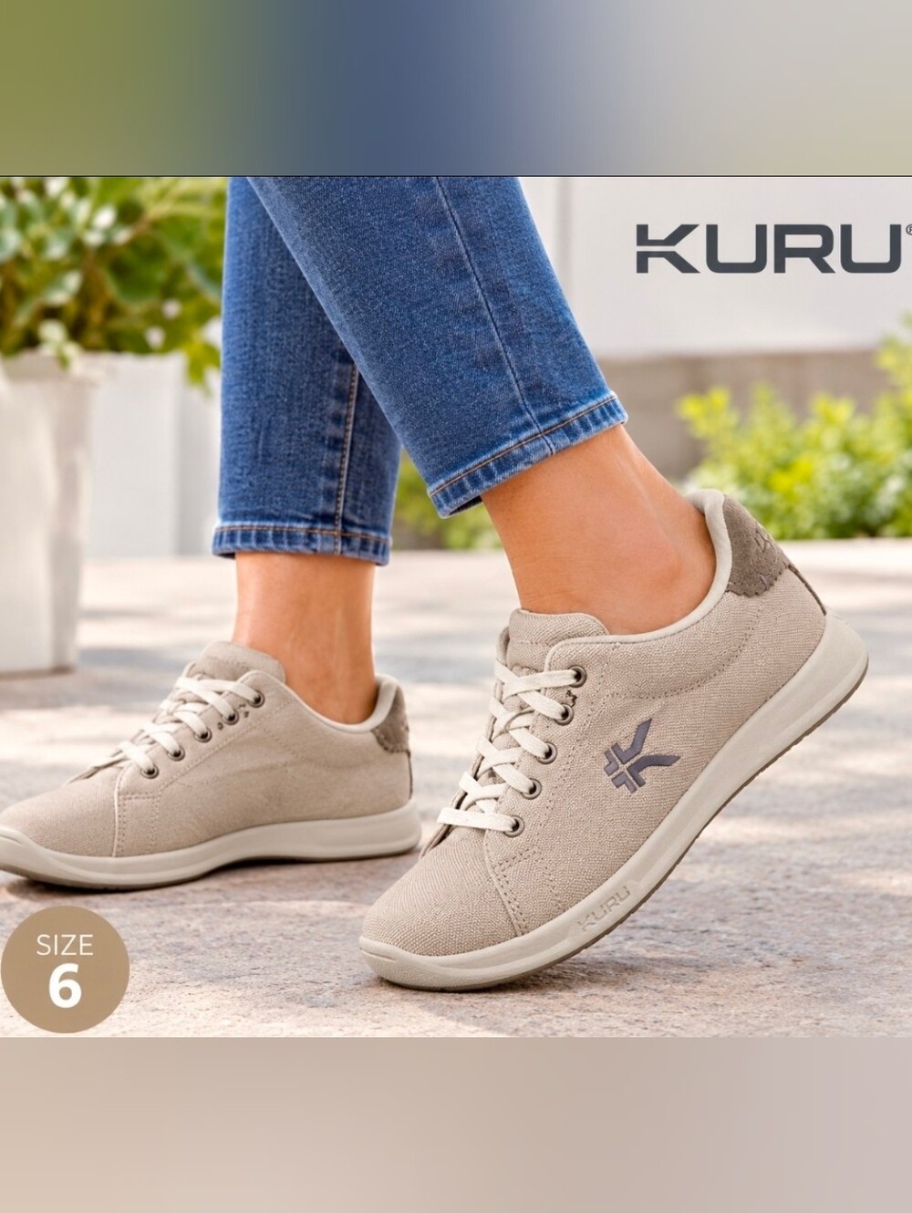 Kuru Women's Canvas Beige Comfort Taupe Lace-Up Sneakers for Women Size 6